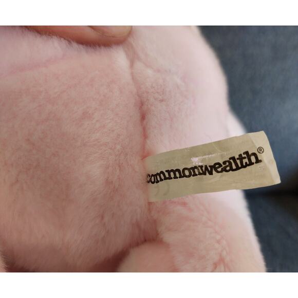 18" Pink Elephant Plush Toy with Bow – Floppy Stuffed Animal by Commonwealth - Picture 5 of 8